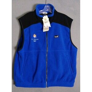 Vintage 2002 Salt Lake City Olympics Marker Fleece Vest Jacket -XL- --NOS-cobalt